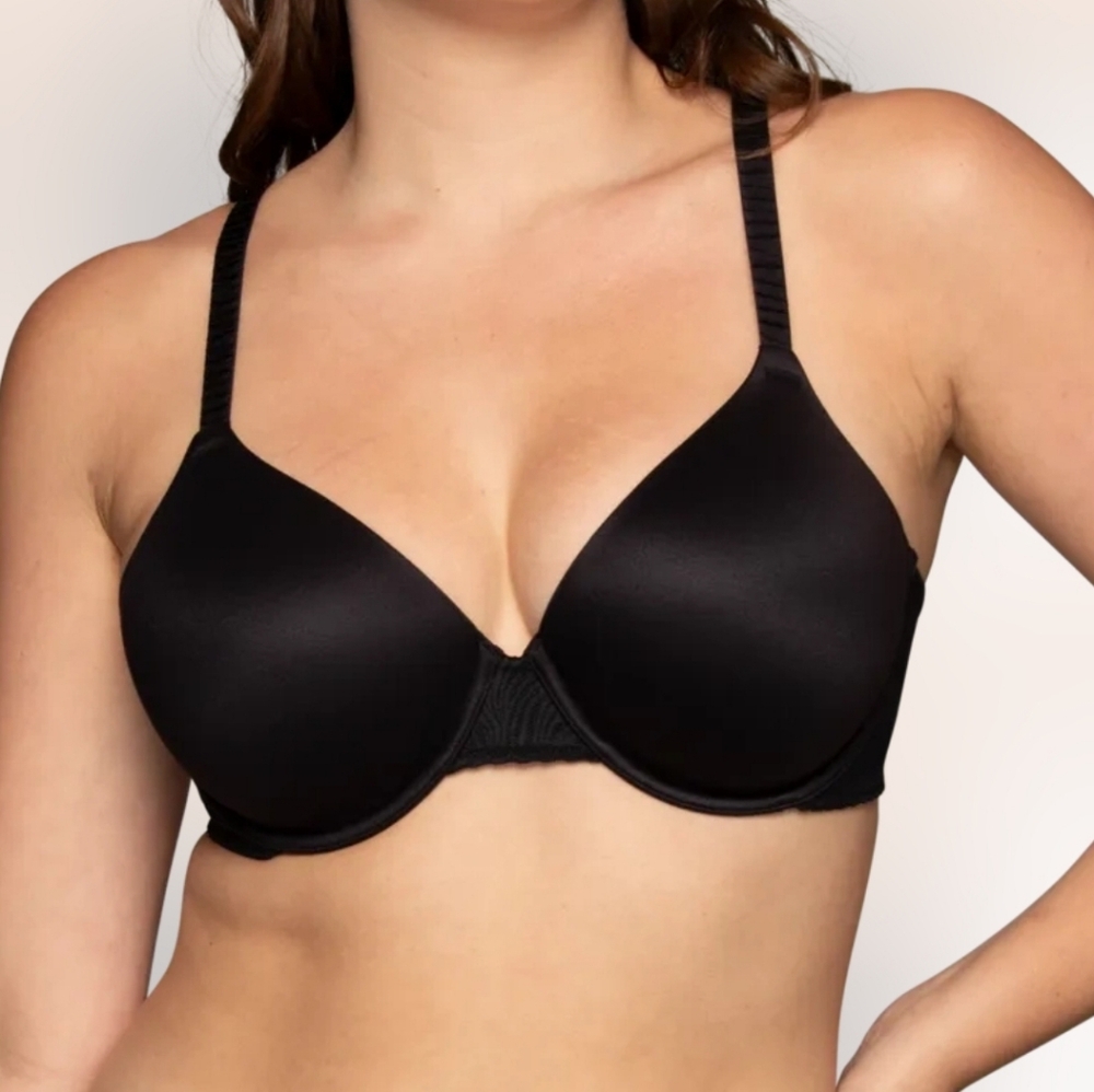 Vanity Fair 78165 Bra 44C Midnight Black Lace Detail Convertable Hook Straps